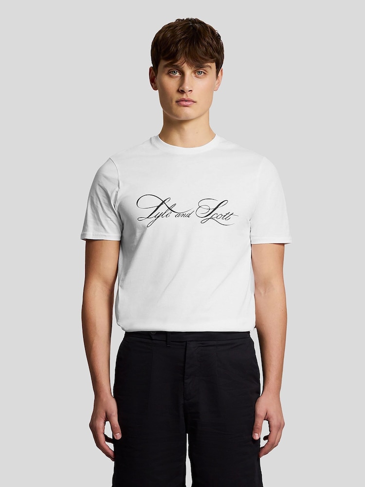 Lyle & Scott White Superfine Graphic T-Shirt - Image 1 of 5