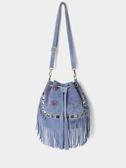 Joe Browns Blue Boho Blooms Suede Tassel Bag - Image 1 of 4