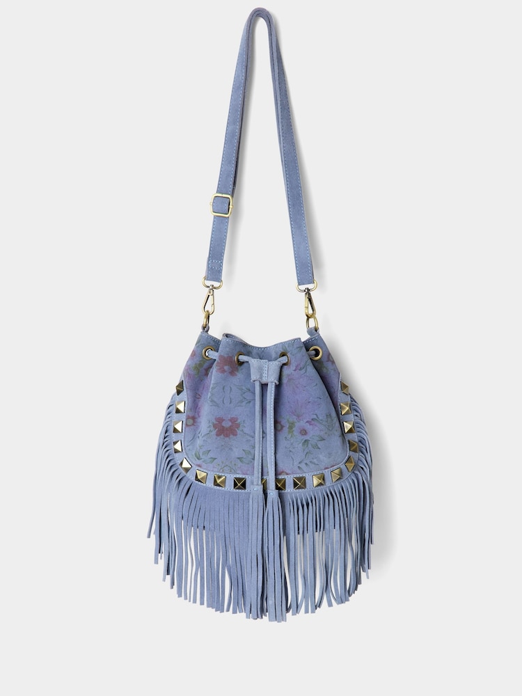 Joe Browns Blue Boho Blooms Suede Tassel Bag - Image 1 of 4