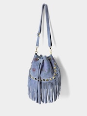 Joe Browns Blue Boho Blooms Suede Tassel Bag - Image 2 of 4