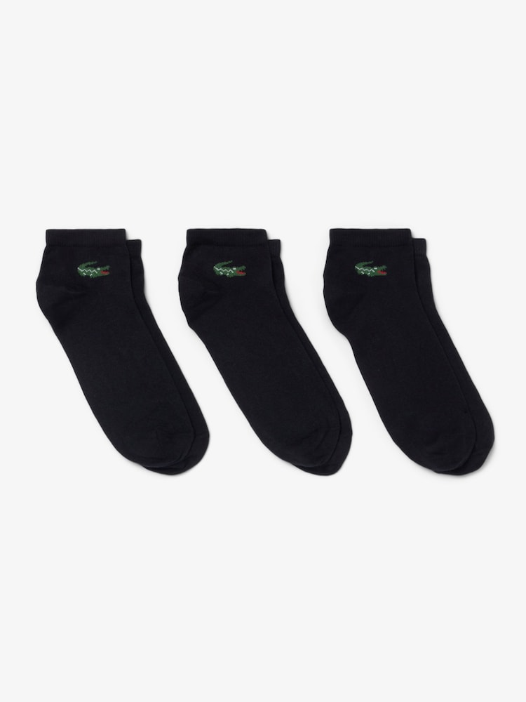 Lacoste Black Cotton Jersey Ankle Socks 3-Pack - Image 1 of 2