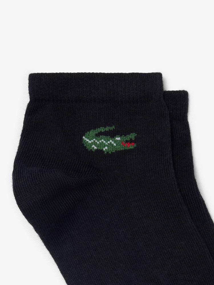 Lacoste Black Cotton Jersey Ankle Socks 3-Pack - Image 2 of 2