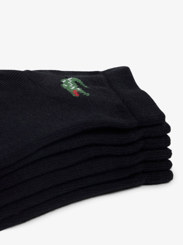 Lacoste Black Cotton Jersey Ankle Socks 3-Pack - Image 3 of 3 Lacoste Black Cotton Jersey Ankle Socks 3-Pack - Image 3 of 3