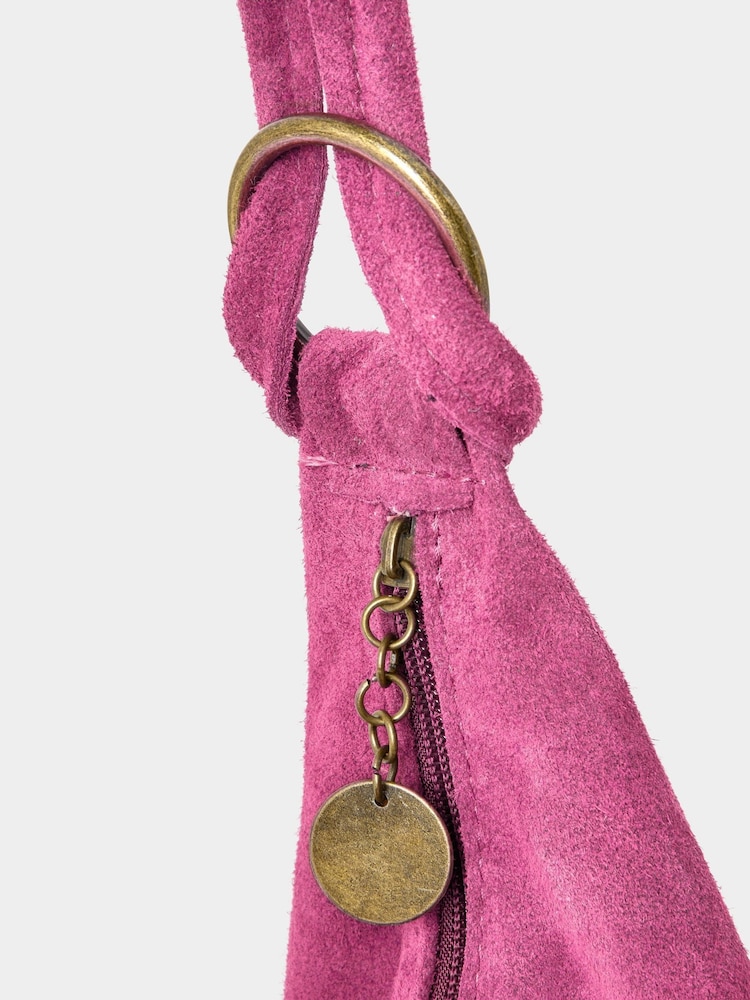 Joe Browns Pink Hobo Suede Bag - Image 3 of 3 Joe Browns Pink Hobo Suede Bag - Image 3 of 3