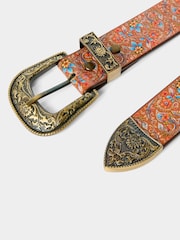 Joe Browns Brown Flora Leather Printed Belt - Image 4 of 4