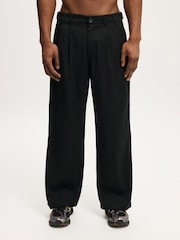 Cotton On Black Super Baggy Pleated Trousers - Image 1 of 4