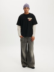 Cotton On Black Box Fit Graphic T-Shirt - Image 4 of 4