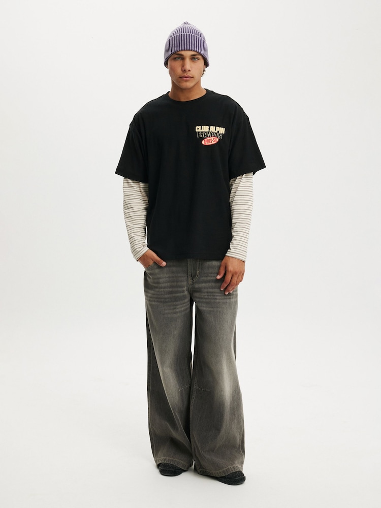 Cotton On Black Box Fit Graphic T-Shirt - Image 4 of 4