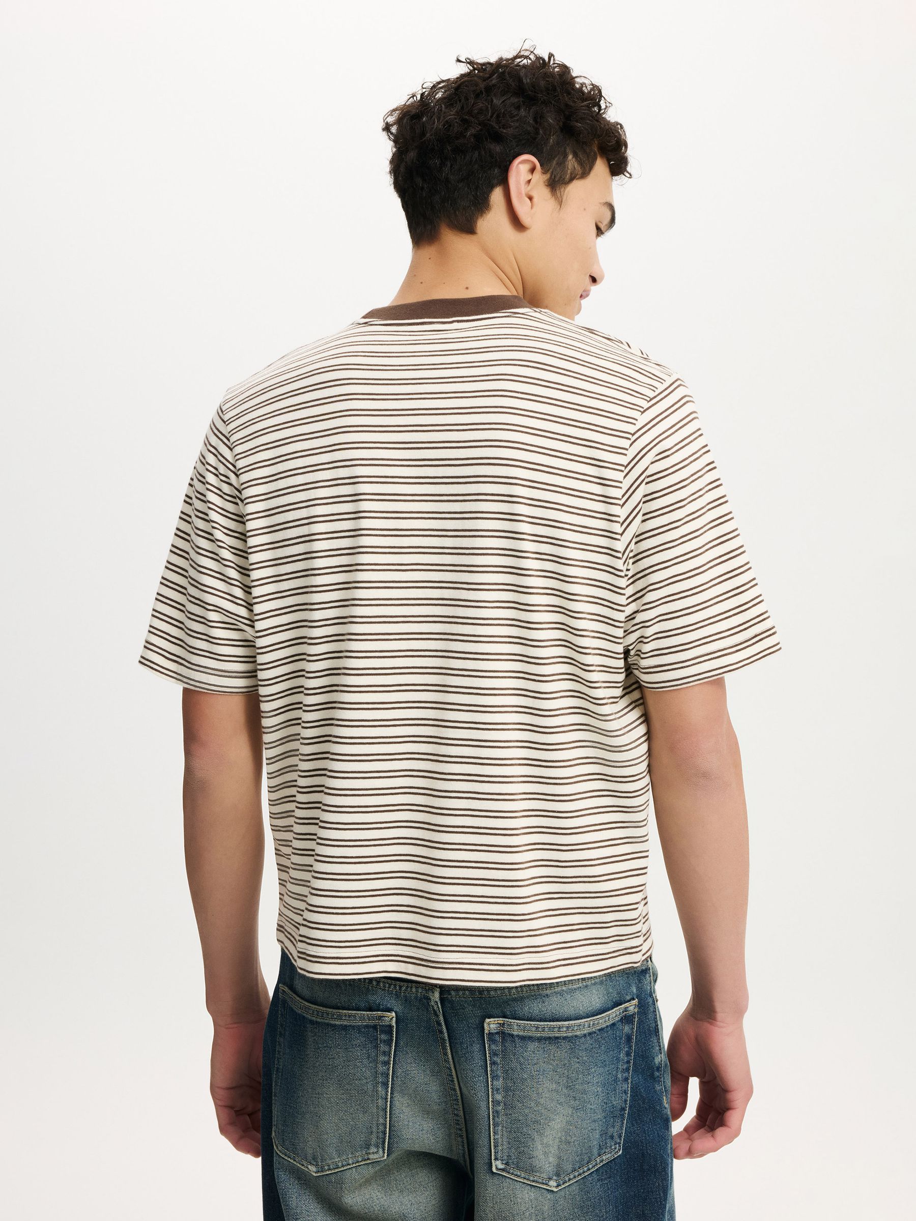 Buy Cotton On Creampuff / Ashen Brown Stripe Cropped Fit T-Shirt