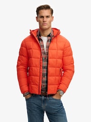 Superdry Orange Hooded Box Quilt Fuji Lite Jacket - Image 1 of 7