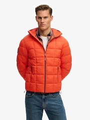 Superdry Orange Hooded Box Quilt Fuji Lite Jacket - Image 2 of 7