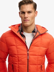 Superdry Orange Hooded Box Quilt Fuji Lite Jacket - Image 5 of 7