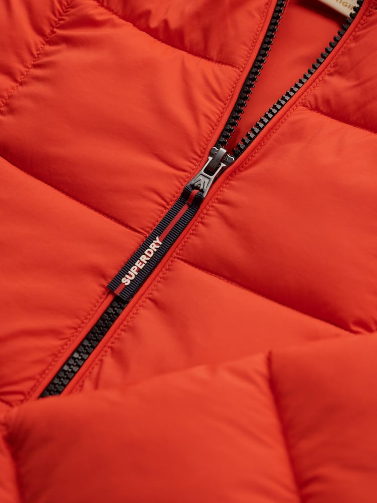 Superdry Orange Hooded Box Quilt Fuji Lite Jacket - Image 7 of 7