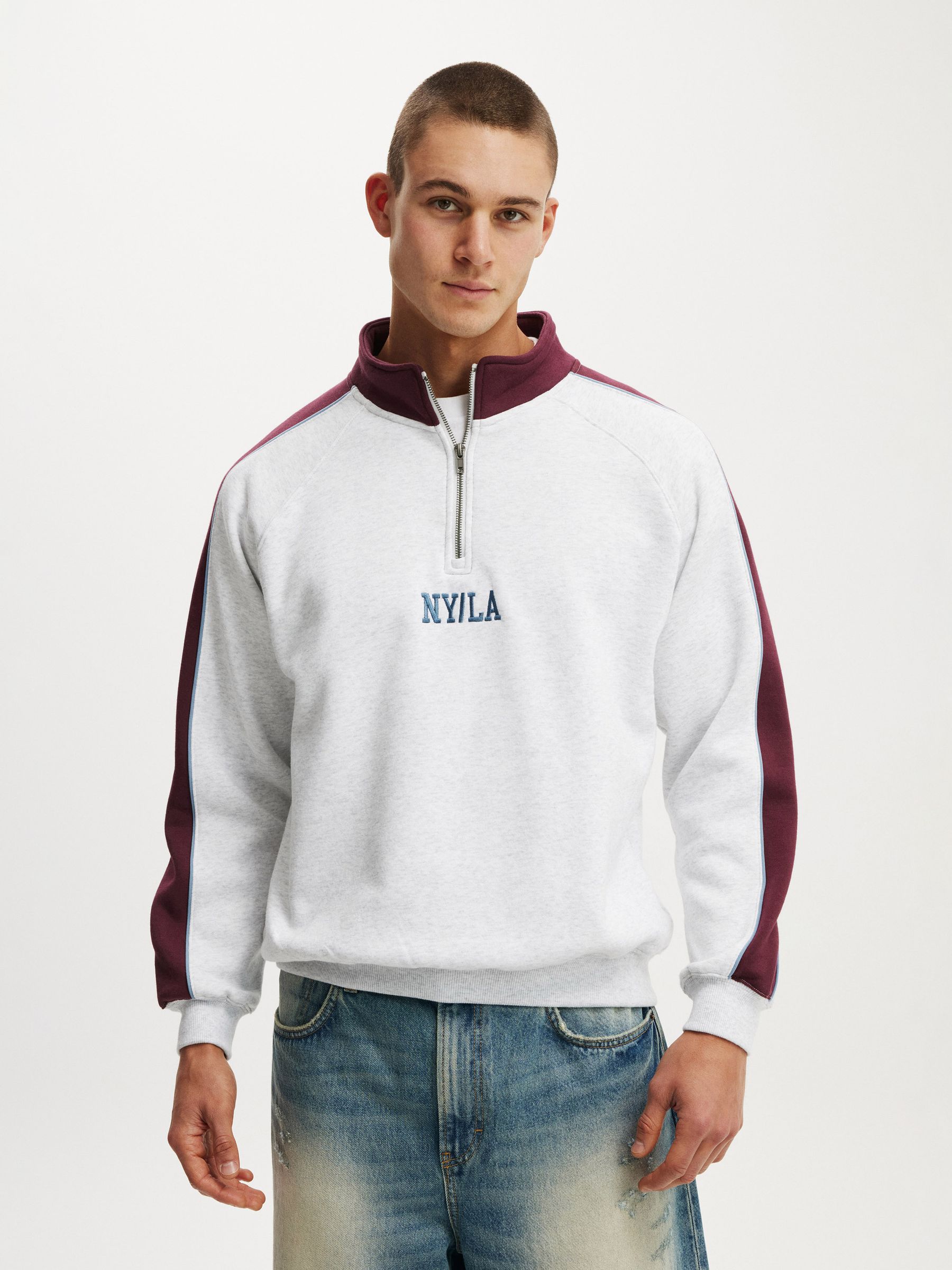 Buy Cotton On Grey Graphic Quarter Zip Sweatshirt from Next USA