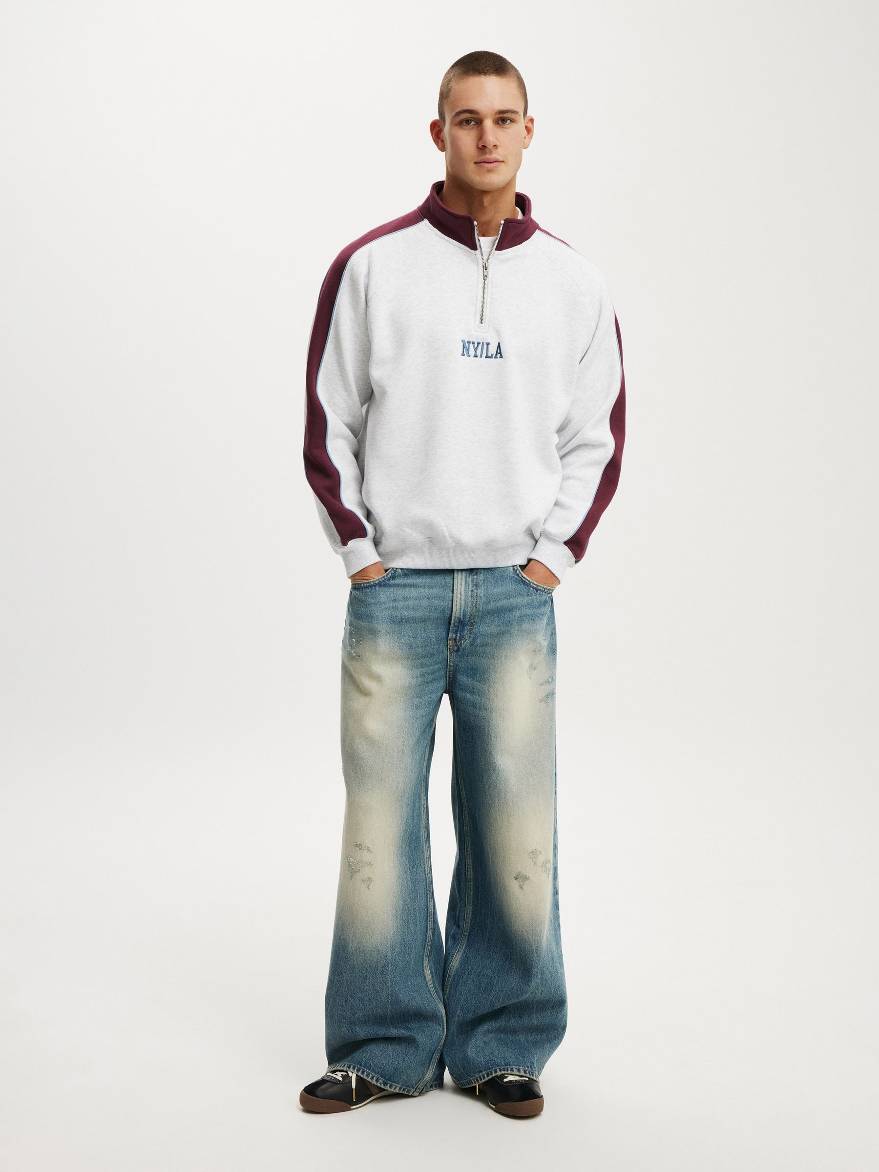 Buy Cotton On Grey Graphic Quarter Zip Sweatshirt from Next USA