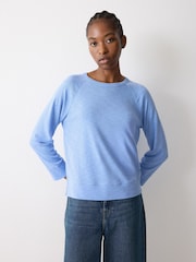 Jigsaw Blue Cotton Luxe Raglan T-Shirt - Image 1 of 2