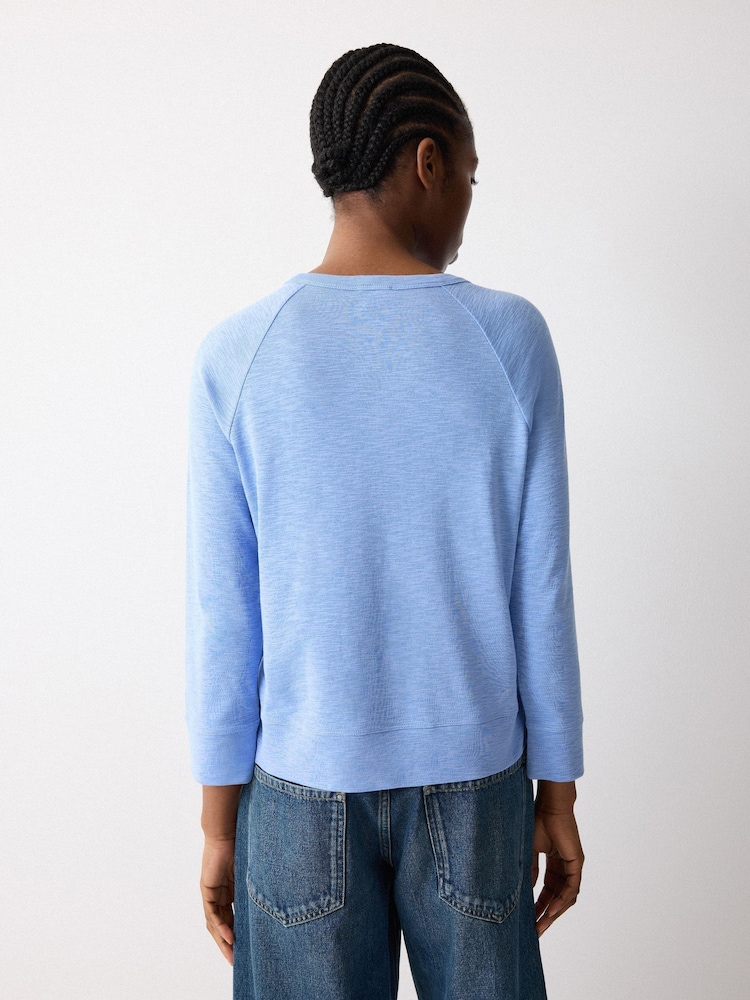 Jigsaw Blue Cotton Luxe Raglan T-Shirt - Image 2 of 2