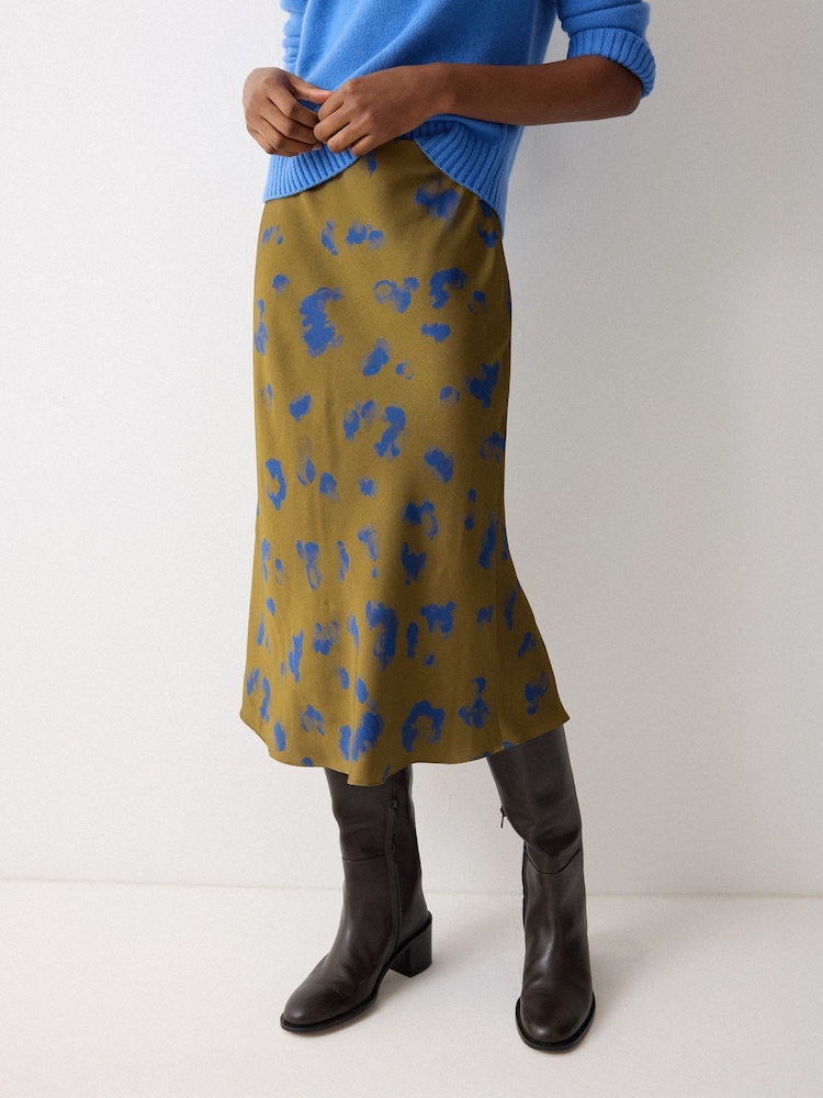 Jigsaw Green Ink Cloud Satin Bias Skirt - Image 1 of 5 Jigsaw Green Ink Cloud Satin Bias Skirt - Image 1 of 5