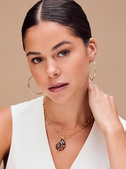 Orelia London Gold Polished Molten Large Hoop Earrings - Image 3 of 4