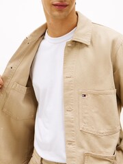 Tommy Hilfiger Natural Washed Flag Embroidery Denim Chore Jacket - Image 2 of 6