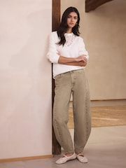 Mint Velvet White Cotton Blend Broderie Sweatshirt - Image 6 of 8