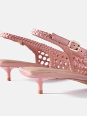 Mint Velvet Pink Lea Woven Kitten Heels - Image 3 of 4
