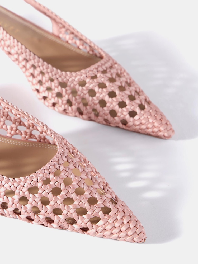 Mint Velvet Pink Lea Woven Kitten Heels - Image 4 of 4