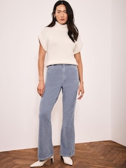 Mint Velvet Blue Corduroy Flared Trousers - Image 1 of 2