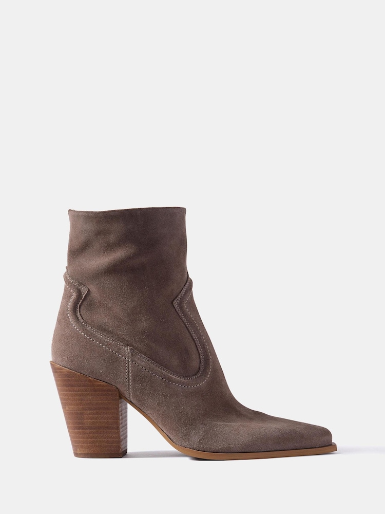 Mint Velvet Grey Lorna Western Ankle Boots - Image 1 of 3 Mint Velvet Grey Lorna Western Ankle Boots - Image 1 of 3