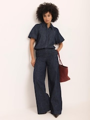 Mint Velvet Blue Paisley Denim Wide Jeans - Image 2 of 7