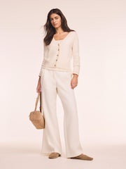 Mint Velvet White Wool Blend Layered Cardigan - Image 3 of 8