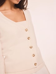 Mint Velvet White Wool Blend Layered Cardigan - Image 6 of 8