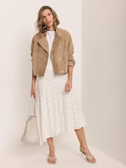 Mint Velvet Cream Lace Asymmetric Skirt - Image 4 of 7