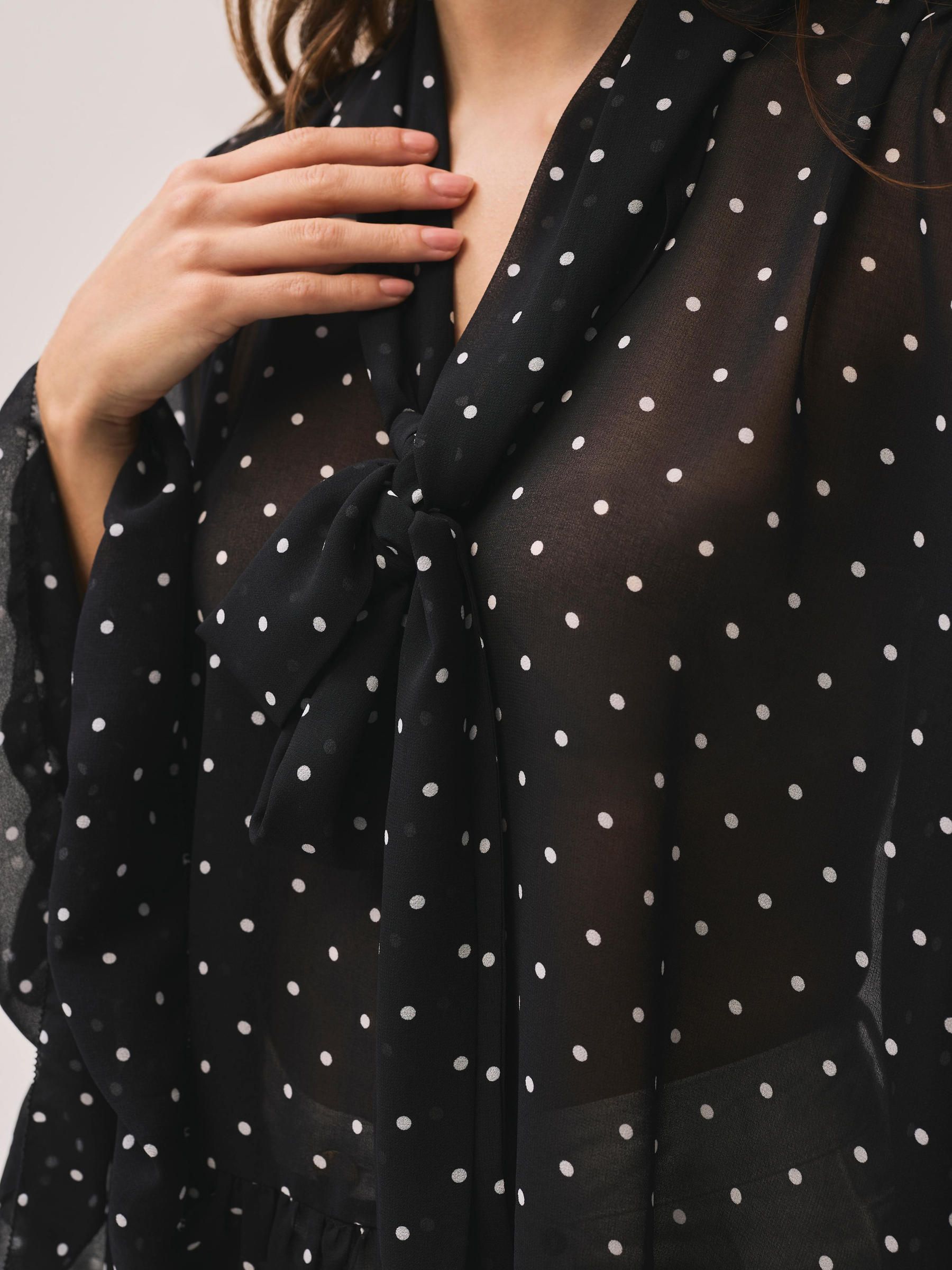 Buy Mint Velvet Black Polka Dot Print Ruffle Blouse from Next Canada