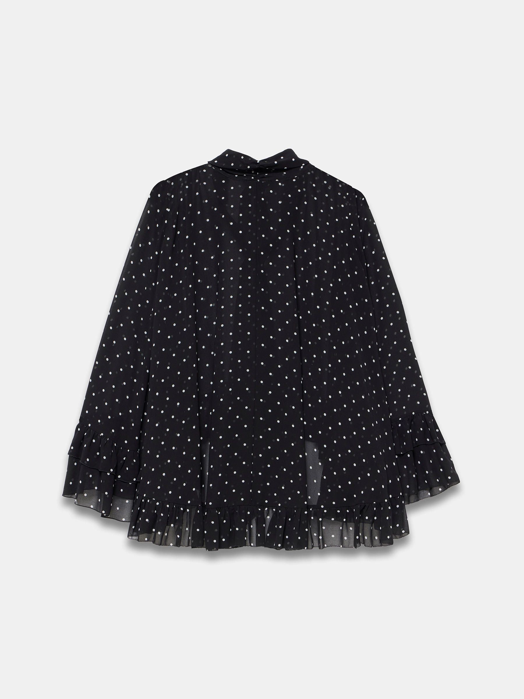 Buy Mint Velvet Black Polka Dot Print Ruffle Blouse from the Next