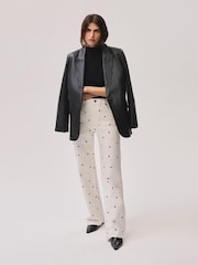 Mint Velvet White Polka Dot Straight Jeans - Image 1 of 7
