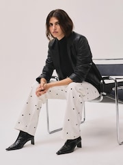 Mint Velvet White Polka Dot Straight Jeans - Image 5 of 7