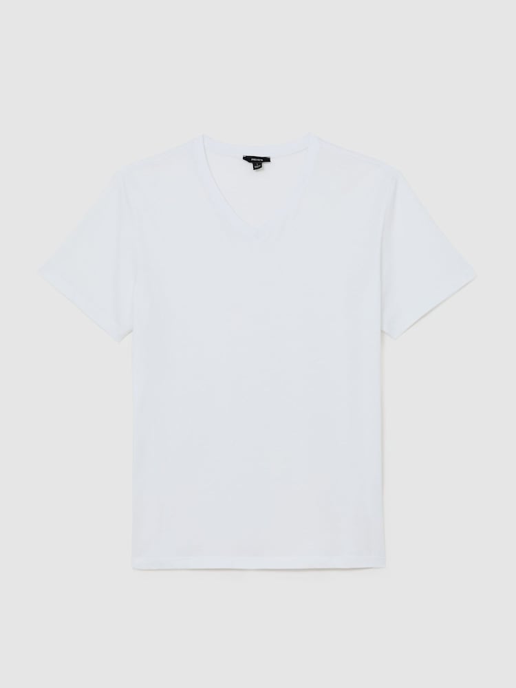 Reiss White Dayton Cotton V-neck Tailored-Fit T-Shirt - Image 2 of 6