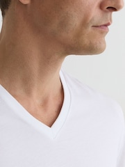Reiss White Dayton Cotton V-neck Tailored-Fit T-Shirt - Image 3 of 6