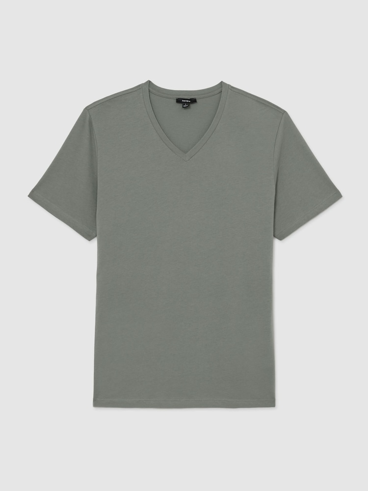 Reiss Sage Green Dayton Cotton V-neck Tailored-Fit T-Shirt - Image 2 of 6