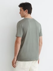 Reiss Sage Green Dayton Cotton V-neck Tailored-Fit T-Shirt - Image 5 of 6