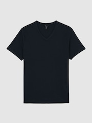 Reiss Navy Dayton Cotton V-neck Tailored-Fit T-Shirt - Image 2 of 6
