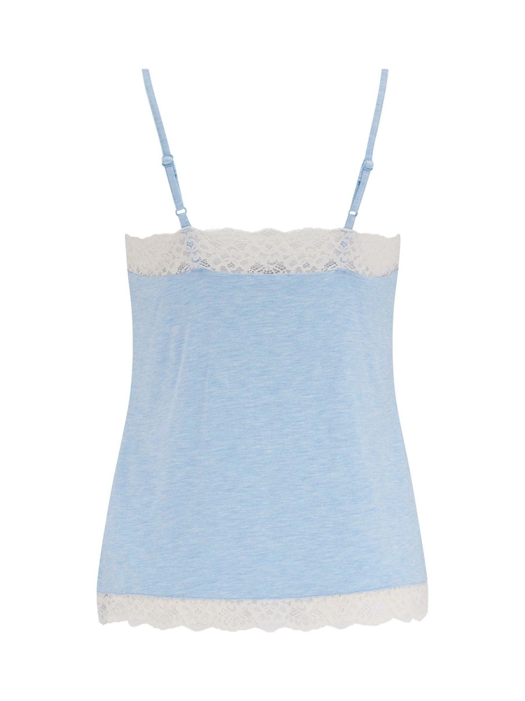 Pour Moi Blue Marl Cami Sofa Loves Lace Soft Hidden Support Pyjama Top - Image 4 of 4