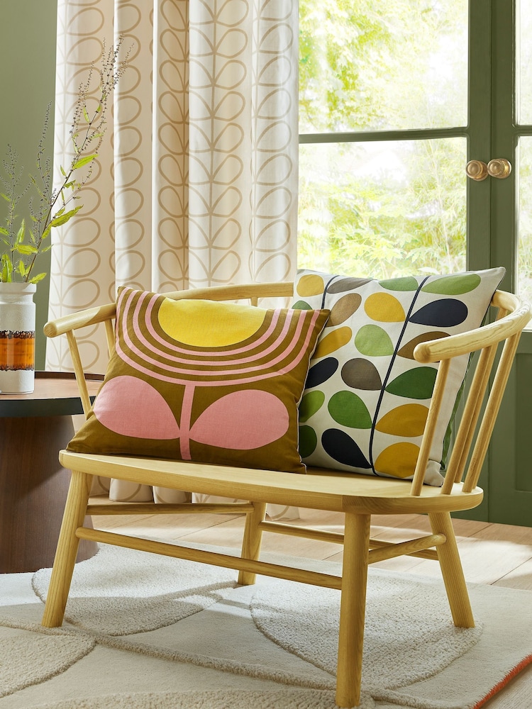 Orla Kiely Pink Ochre Striped Tulip Cushion - Image 1 of 2