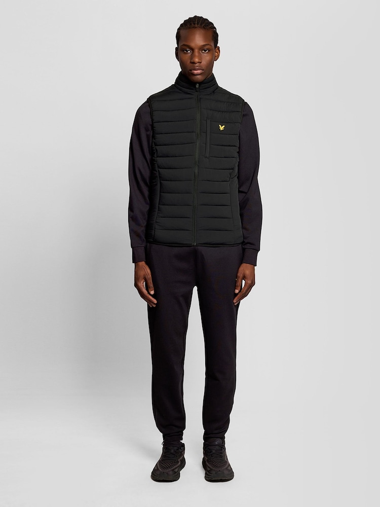 Lyle & Scott Black Stretch Lightweight Quilted Gilet - Image 2 of 5