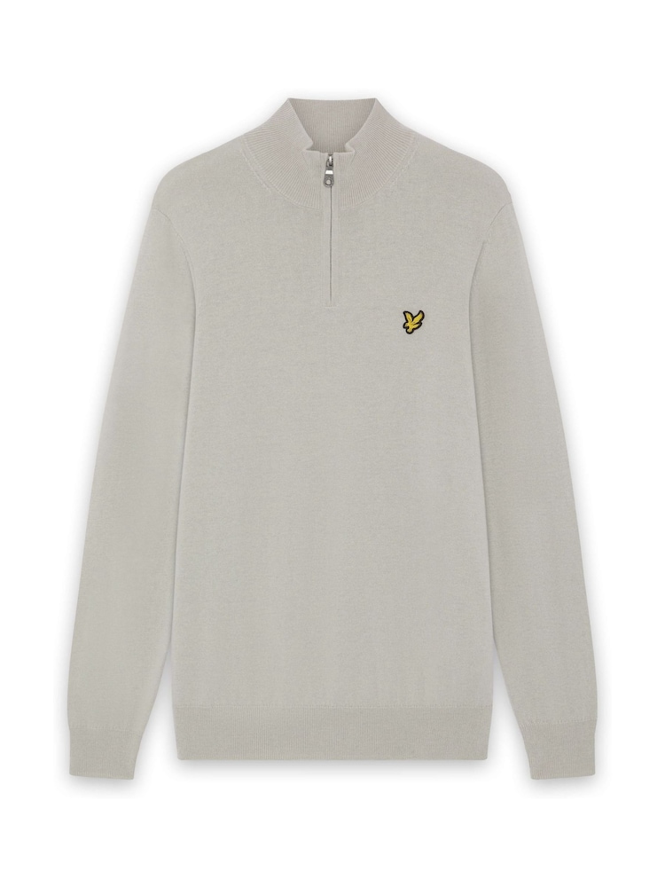 Lyle & Scott Grey Cotton Merino Quarter Zip Jumper - Image 5 of 5