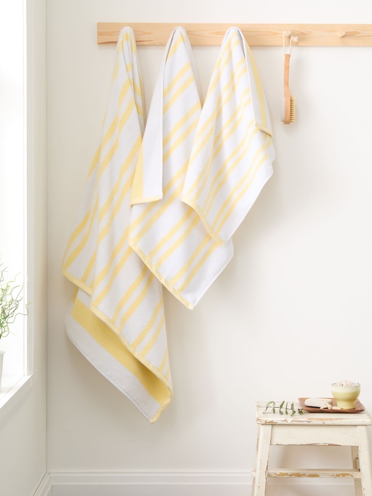 Bianca Yellow Reversible Stripe Jacquard Towel - Image 2 of 3
