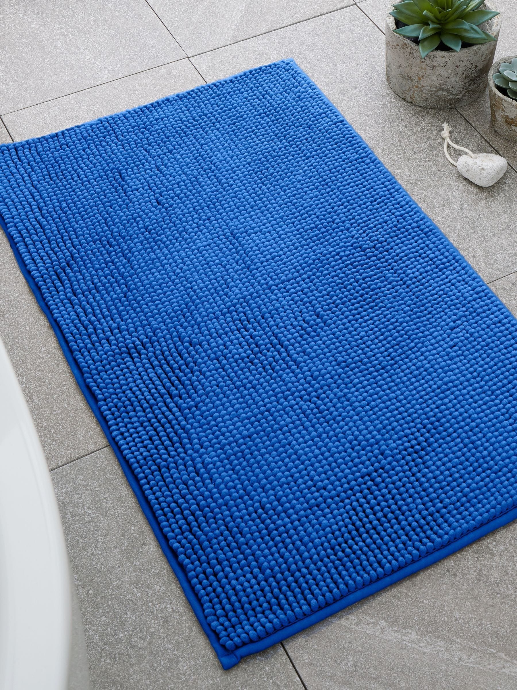 Catherine Lansfield Unisex Cobalt Blue Bobble Bathmat - Image 4