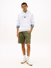 Tommy Hilfiger White Logo Terry Drawstring Hoodie - Image 2 of 5