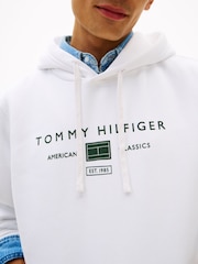 Tommy Hilfiger White Logo Terry Drawstring Hoodie - Image 4 of 5